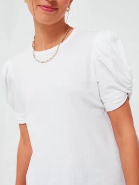 Tuckernuck Pomander Place Women's White Puff Sleeve Crewneck Top Small